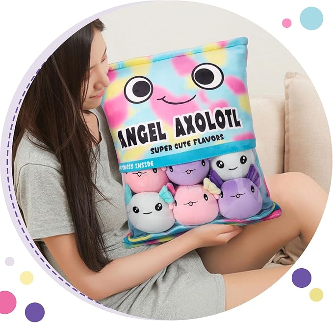 Axolotl Plush Pillow Throw Pillow, Cute Axolotl Plush Toys Doll (6 pcs,