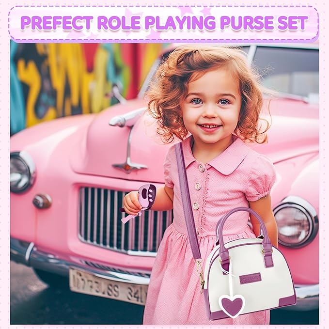 INNOCHEER Little Girls Purse, Kids Toy Purse with Pretend Makeup 2 3 4 5 6 7 8 Year