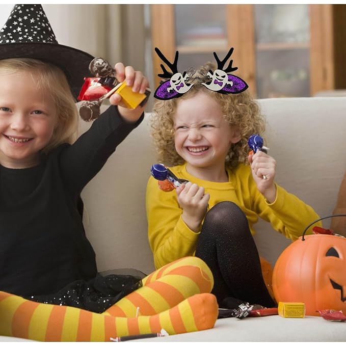 Baby Girls' Hair Accessories: Bat Bows, Pumpkin Hair Clips 4pcs
