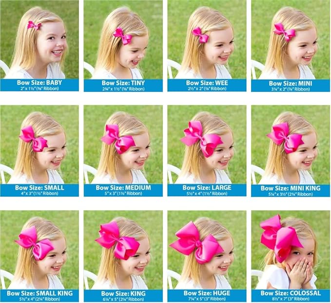 Wee Ones Girls' Grosgrain Hair Bow with Moonstitch Edge and Country Club Inspired Embroidery on a WeeStay Hair Clip, King