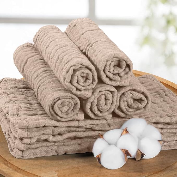 Yoofoss Muslin Burp Cloths for Baby 10 Pack 100% Cotton 20''X10'' Super