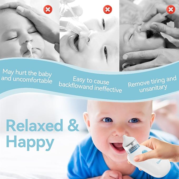 Berrcom Electric Nasal Aspirator for Baby, Baby Nose Sucker for Toddler Nose Suction for Infants 2 Suction 2 Silicone