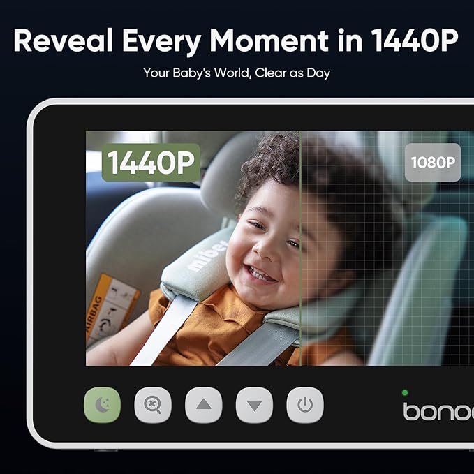 bonoch 5" 1440P Baby Car Camera - 360 Degree Rotating Wide View Backseat Mirror, USB Powered with Charger, Easy Setup Baby Rear Facing Car Seat Camera, Night Vision