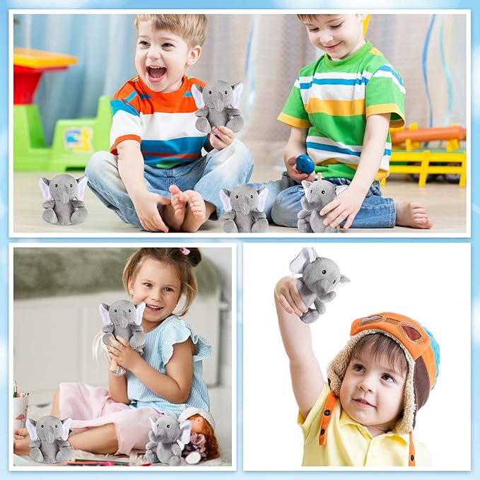 HyDren 8 Pcs Plush Mini Elephant Stuffed Animal Toys 4