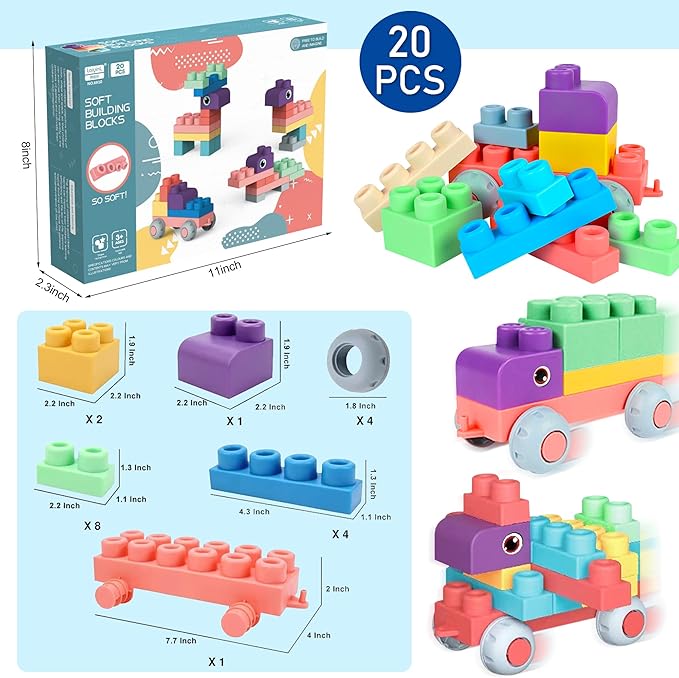 Soft Building Blocks for Toddler, Blocks for Kids 6 Months and up 20 PCS