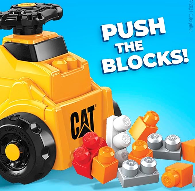 MEGA BLOKS First Builders Cat Toddler Building Blocks Toy Set, Build ‘n Play Ride-On with 11 Pieces and Storage 1+ Years