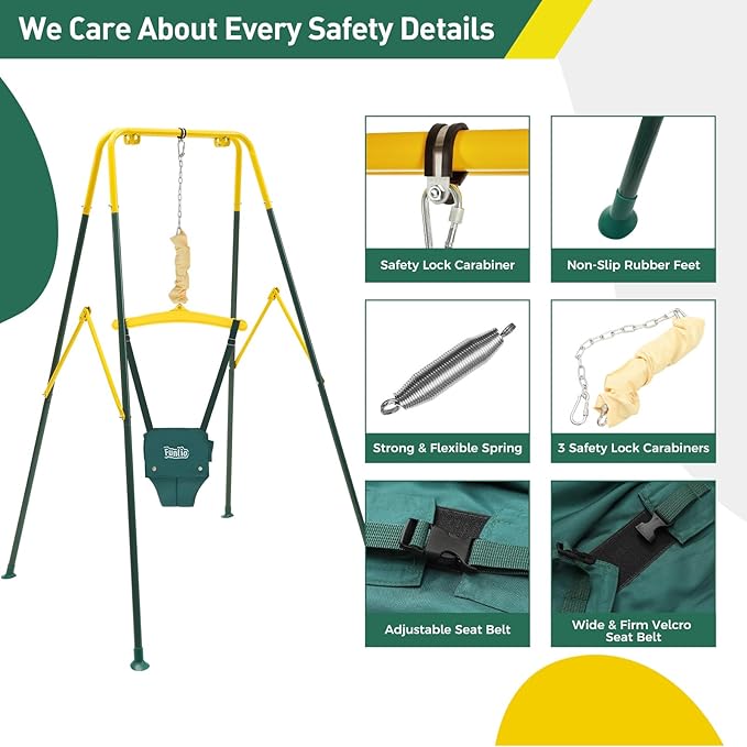 FUNLIO 2 in 1 Swing Set for Toddler & Baby Jumper, Heavy Duty Kids Swing & Bouncer with 4 Sandbags