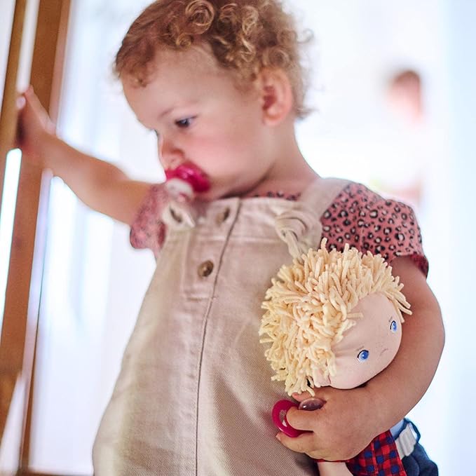 HABA Nick 12" Soft Doll - Baby Boy Doll with Blonde Hair and Blue Eyes (Machine Washable) Perfect Plush Doll Baby for 18 Months & Up