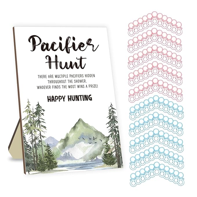 Happy Pacifier Hunt Game for Baby Shower, Baby Shower Games Set Included 50 Mini Pink Acrylic Pacifiers and 50 Blue Pacifiers