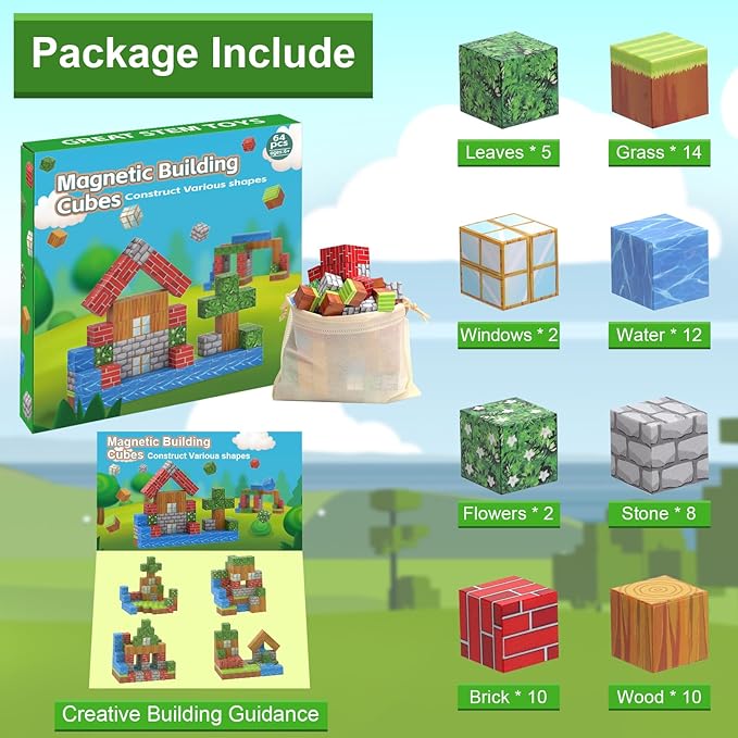Magnetic Blocks Toys for Boys & Girls Age 6 7 8 9 10, Stacking Building Toys for Toddlers Fidget Cubes Sensory Toy for Kids