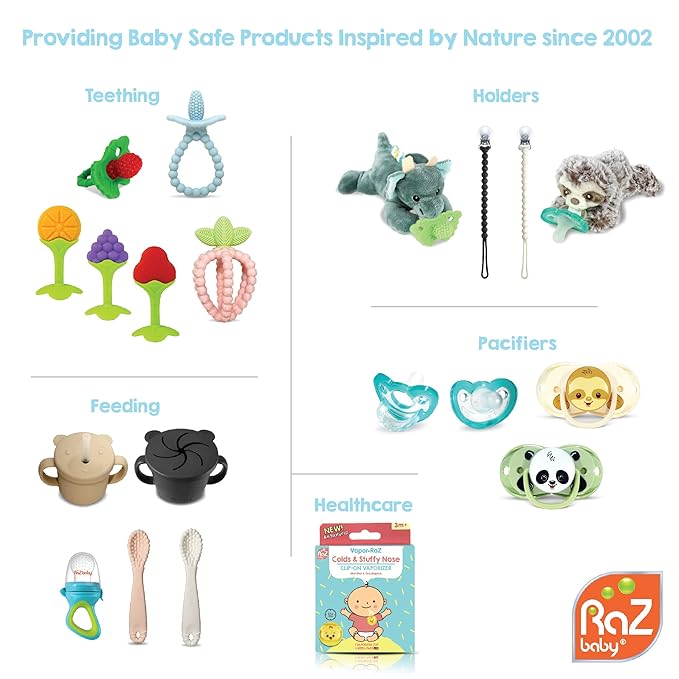 RaZbaby Silicone Baby Teether, BerryBumps Textured Silicone Soothes Babies??Sore Gums