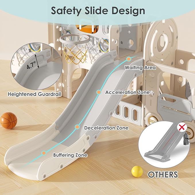 10 in 1 Toddler Slide, Baby Slide for Toddlers Age 1+ with Ring Toss