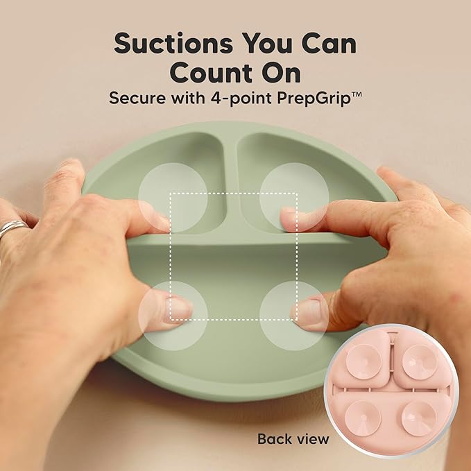 KeaBabies Suction Plates with Lids for Baby - 3-Pack 100% Silicone Suction Plates for Baby, Kids,Toddler Plates,Divided Baby Plates with Suction,Lids, BPA-Free, Microwave, Dishwasher Safe (Macaron)