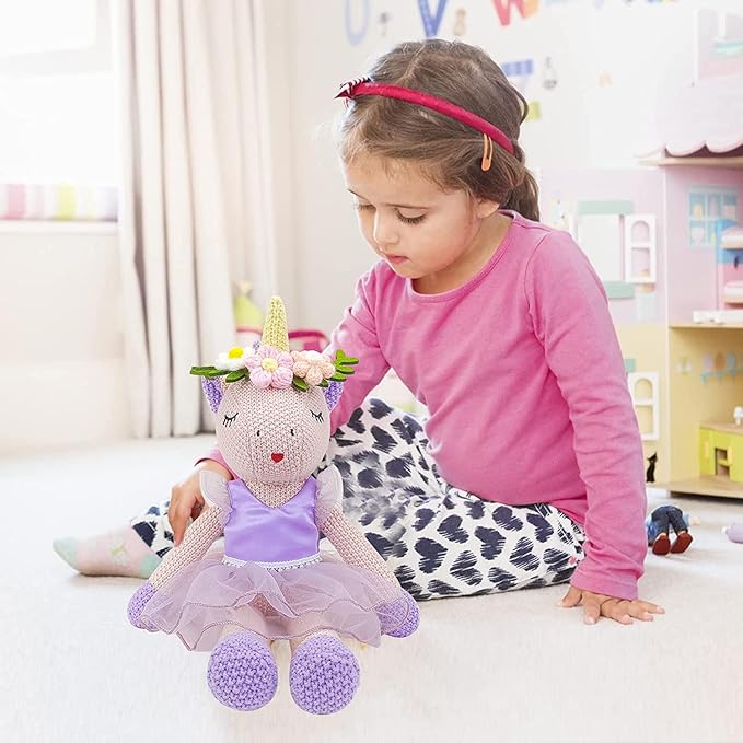 Unicorn Stuffed Animals Plush Ballerina Baby Doll, Unicorn Toys for Girls Age 4-6, Stuffed Animals for Girls 4 Year Old Girl Birthday Gifts Unicorn Decorations for Girls Toys 4-5(Pink)