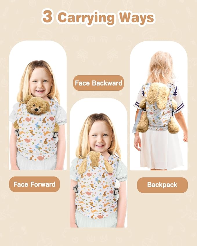Lictin Baby Doll Carrier, Front and Back Doll Accessories Carrier for Little Girls