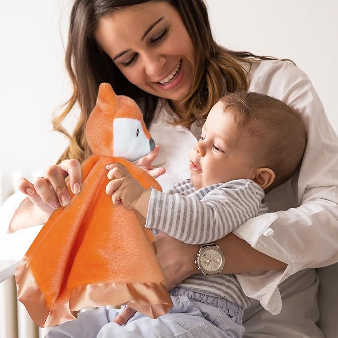 Fox Baby Security Blanket Loveys for Babies Boys Girls, 15" Soft Lovies for Babies
