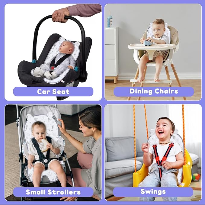 Miracle Baby Car Seat Insert Universal Breathable Baby Stroller Cushion Reversible 3D Air Mesh Cotton Stroller Mat for CarSeat, Buggy, Carrycot, High Chair (Giraffe)