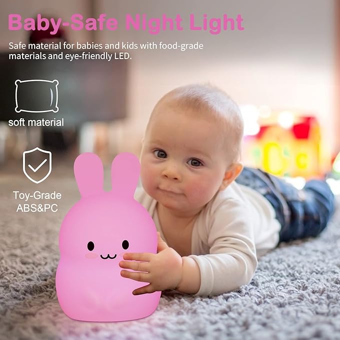 ShaArkMango LED Night Light for Kids Toddler Bed Room Decor Aesthetic, Soft BPA Free Silicone, Cute Animal Night Lamp Color Changing NightLight Dimming & Timer &Rechargeable Baby Shower Gifts