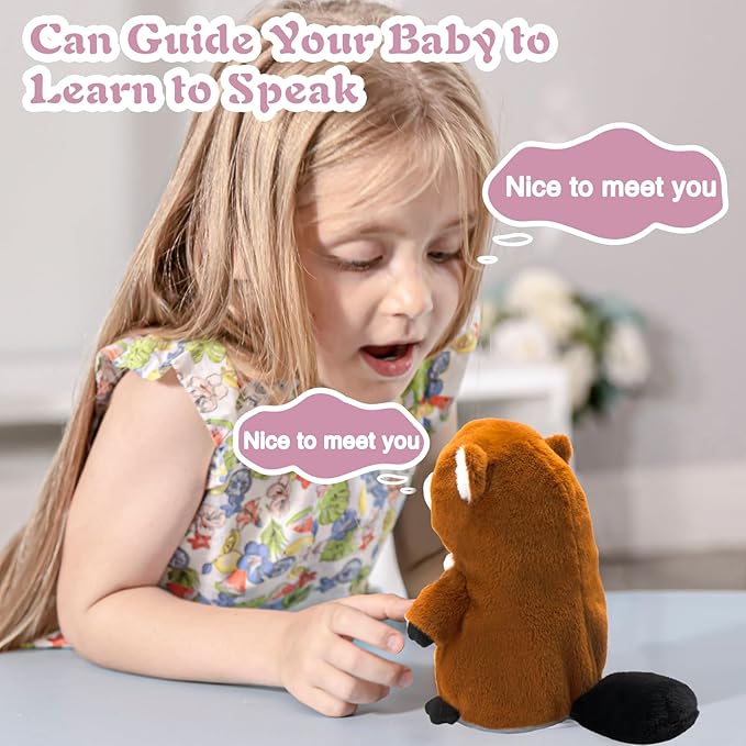 HOMILY Talking Beaver, Repeats What You Say Plush Animal Toy Electronic Hamster Mouse for Boys