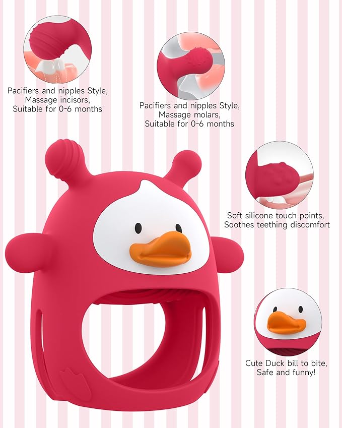 Teething Toys for Babies 0-6 Months, Never Drop Silicone Baby Teether