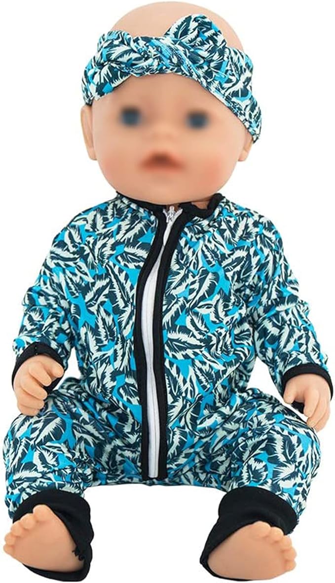 SOTOGO 5 Sets Doll Clothes Outfits Jumpsuits with 5 Headbands 14 to 17 Inch 15 Inch 18 Inch