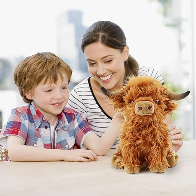 Highland Cows Stuffed Animal Realistic Scottish Cow Plush Toy Soft 10.8 Inch)