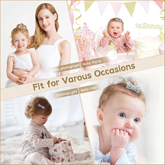 Baby Hair Clips,10Pcs 2" Fully Lined Hair Bow Clips for Babies