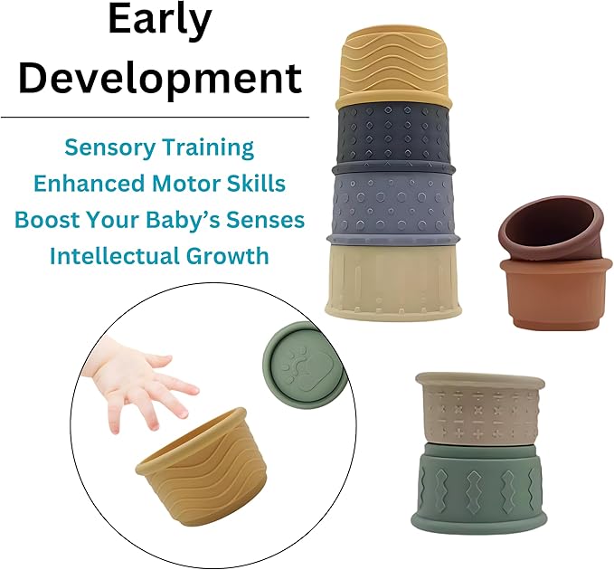 Stacking Cups Activity for Baby | Early Development and Sensory Training 6+ Months 8 Count