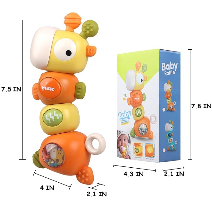 Montessori Baby Teething Sensory Toys, Newborn Rattle Toys 0 3 6 9 12 18 Months 6 to 12 Months 1 2 3 Years
