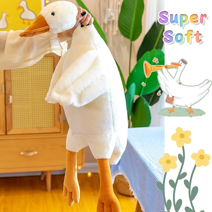 Goose Stuffed Animal 35.5 Inch Plush Doll Toy, Cute Duck Plush Cushion Soft Huge Plushies Pillow