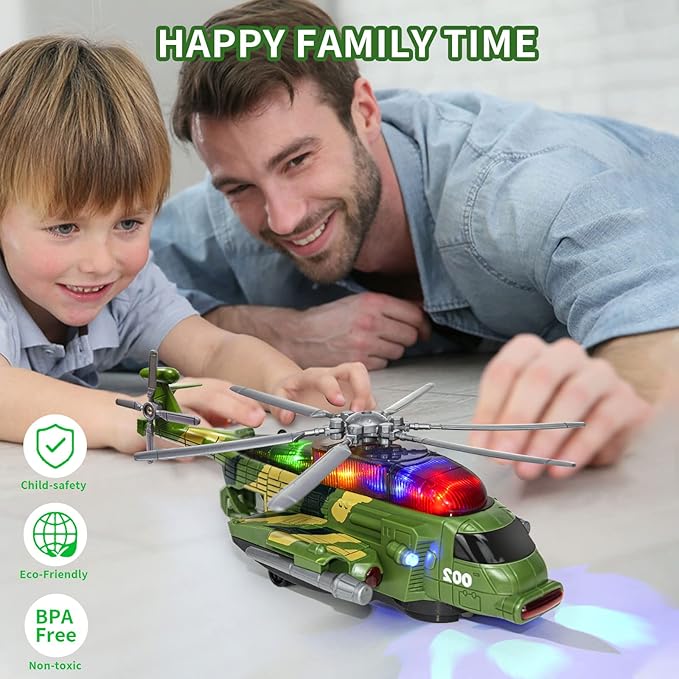 Helicopter Toys for Toddlers,Kids Airplanes Toys Musical Army Planes with Sound and Light 2 3 4 5