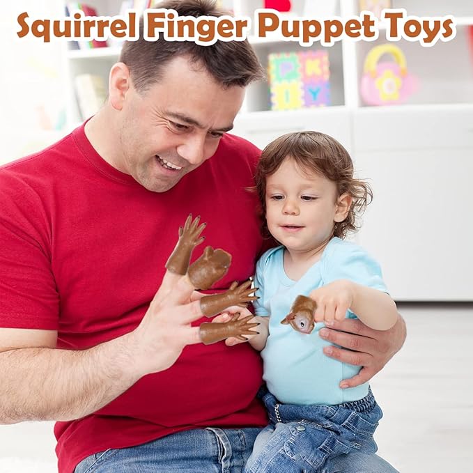HugOutdoor 2 Sets Squirrel Finger Puppet Toy Cosplay Novelty Christmas