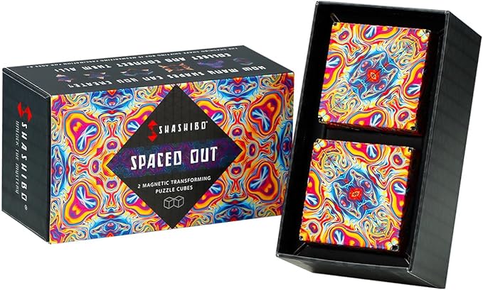 SHASHIBO Shape Shifting Box - Award-Winning, Patented Fidget Cube w/ 36 Rare Earth Magnets 70 Shapes, 2 pack)
