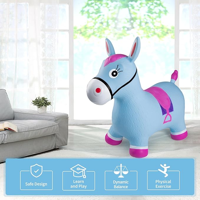 INPANY Bouncy Horse Hopper - Plush Hopping Toy, Inflatable Jumping Horse