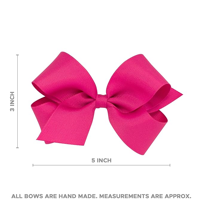 Wee Ones Girls' Grosgrain Hair Bow with Moonstitch Edge and Country Club Inspired Embroidery on a WeeStay Hair Clip, Medium