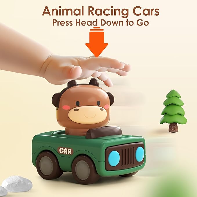 iPlay, iLearn Press and Go Car Toys for Toddlers 1-3 6-9-12-18 Months, 1st Birthday 1-2 Years