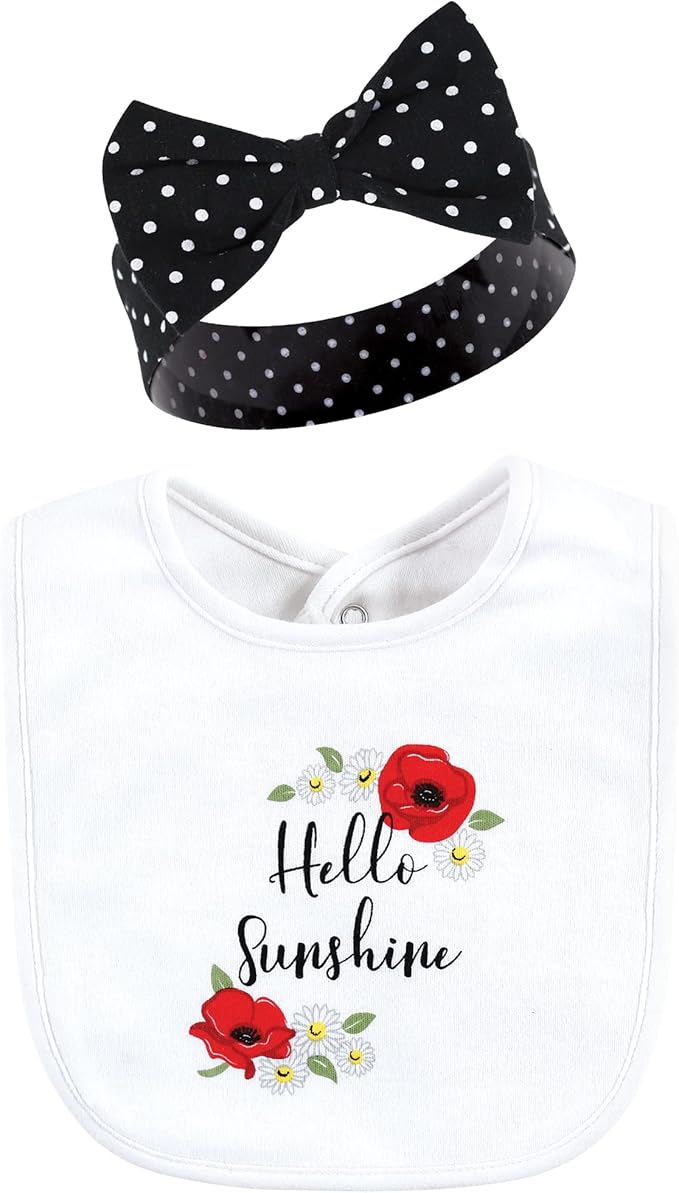 Hudson Baby Unisex BabyCotton Bib and Headband or Caps Set