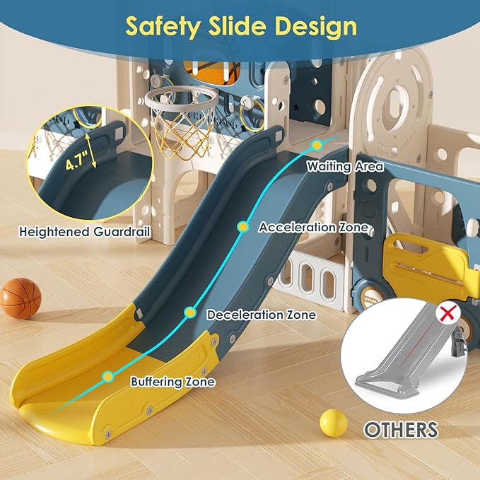 10 in 1 Toddler Slide, Kid Slide for Toddlers Age 1+ with Ring Toss