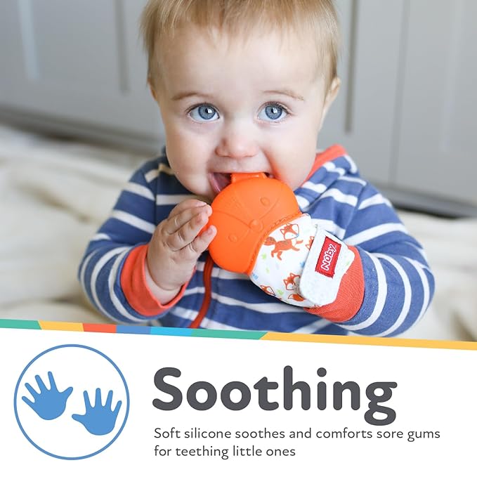 Nuby Happy Hands Silicone Teething Mitten - Baby Teething Toy 3+ Months