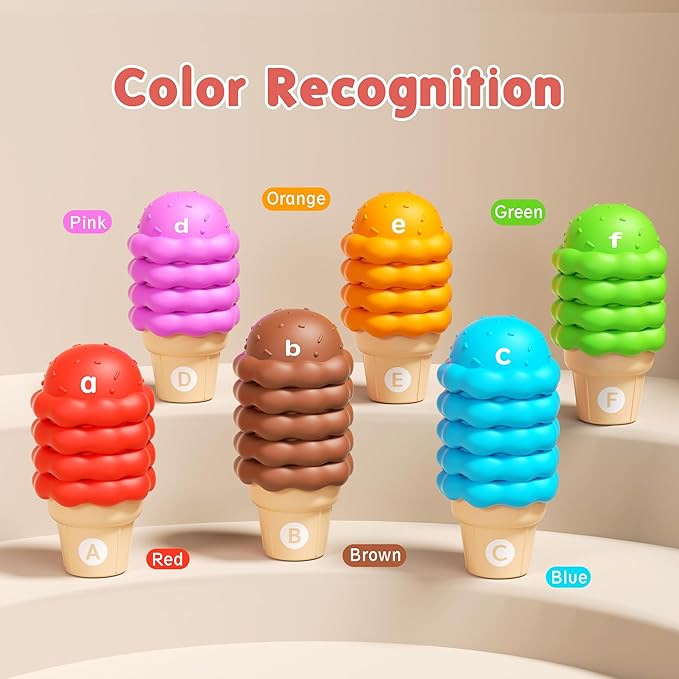 Ice Cream Toys Color and Counting Alphabet Match Learning Toys (52Pcs Alphabet)