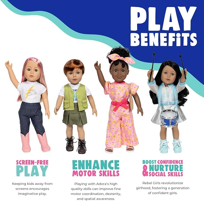 Adora 18" Rebel Girls Doll Collection - Inspired by Good Night Stories Rebel Girl Books - Premium Quality Soft and Movable Doll Body with Realistic Features - Champion
