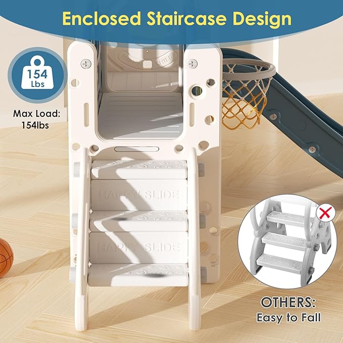 10 in 1 Toddler Slide, Baby Slide for Toddlers Age 1+ with Ring Toss
