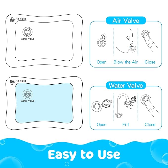 Tummy Time Water Mat with Squeakers, Baby Toys for Infants and Toddlers 3 6 9 Months