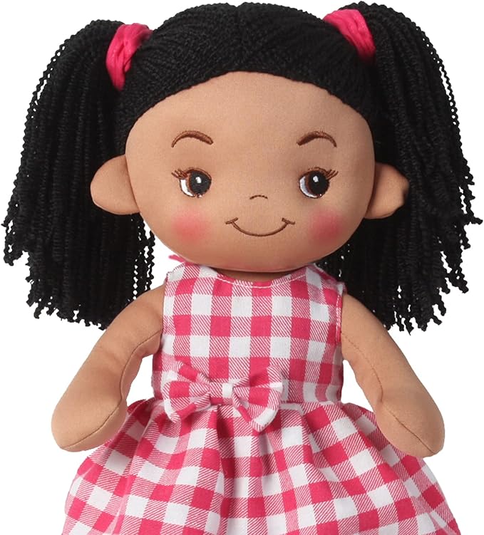 Linzy Toys, 16'' Crystal Soft Plush Black Rag Doll for Girl