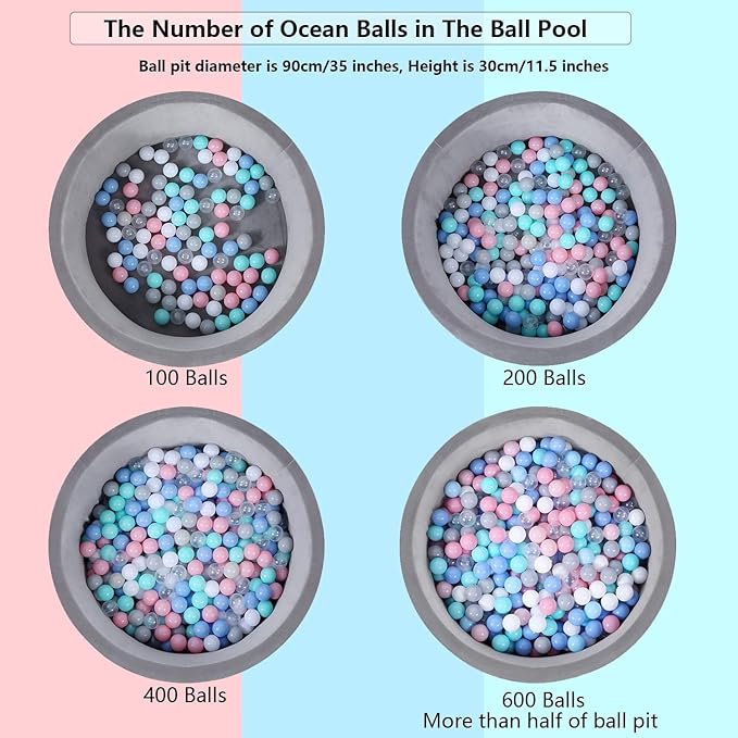 MoonxHome Ball Pit Balls for Toddlers, BPA Free Crush Proof Plastic Toy Balls for Ball Pit 2.15 Inch 100…
