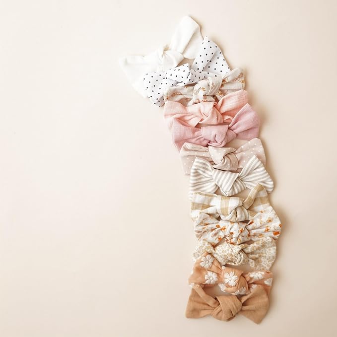 Niceye 12 Pairs Baby Hair Clips with Bow, Fully Lined Hair Bow Clips for Fine Hair Cotton Tiny Hair Barrettes for Infants