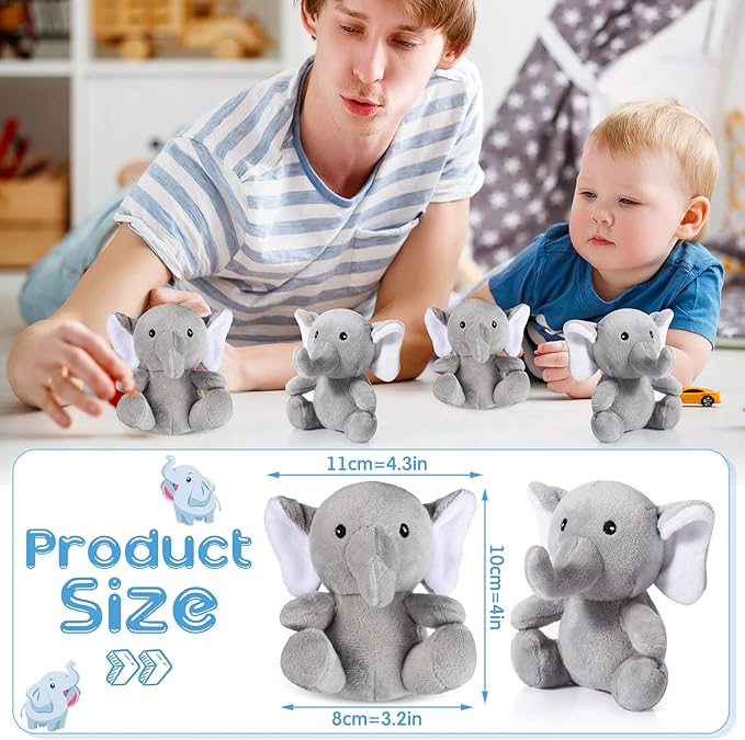 HyDren 8 Pcs Plush Mini Elephant Stuffed Animal Toys 4