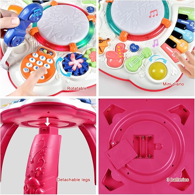 Early Development Baby Toys 6 to 12 Months,Activity Music Toys 11.8×11.8×12.2 Inches