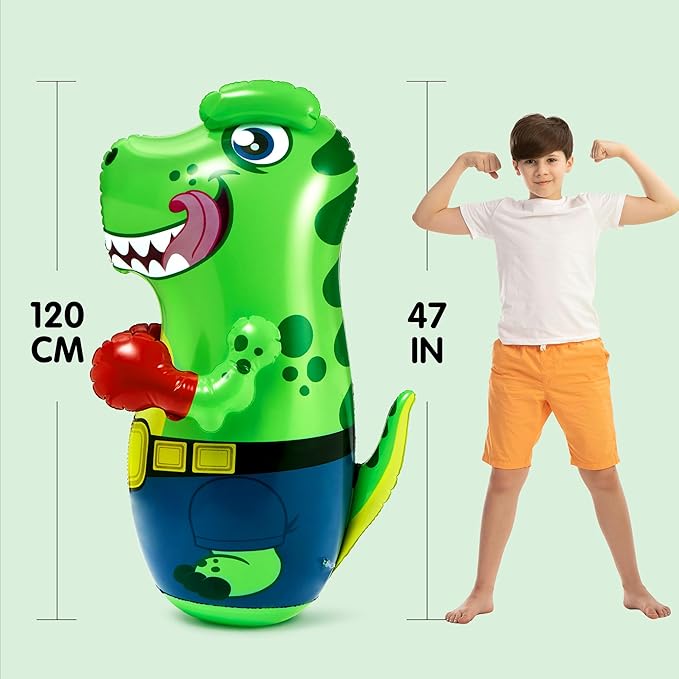 JOYIN Inflatable T-Rex Dinosaur Bopper 47 Inches, Bop Bag Inflatable Punching Toy