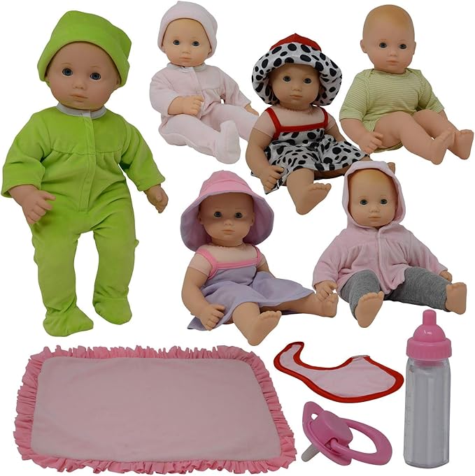 Baby Doll Clothes New Born Baby Doll Outfits for 14 15 and 16 inch Dolls Includes Doll Accessories Bottle, Pacifier